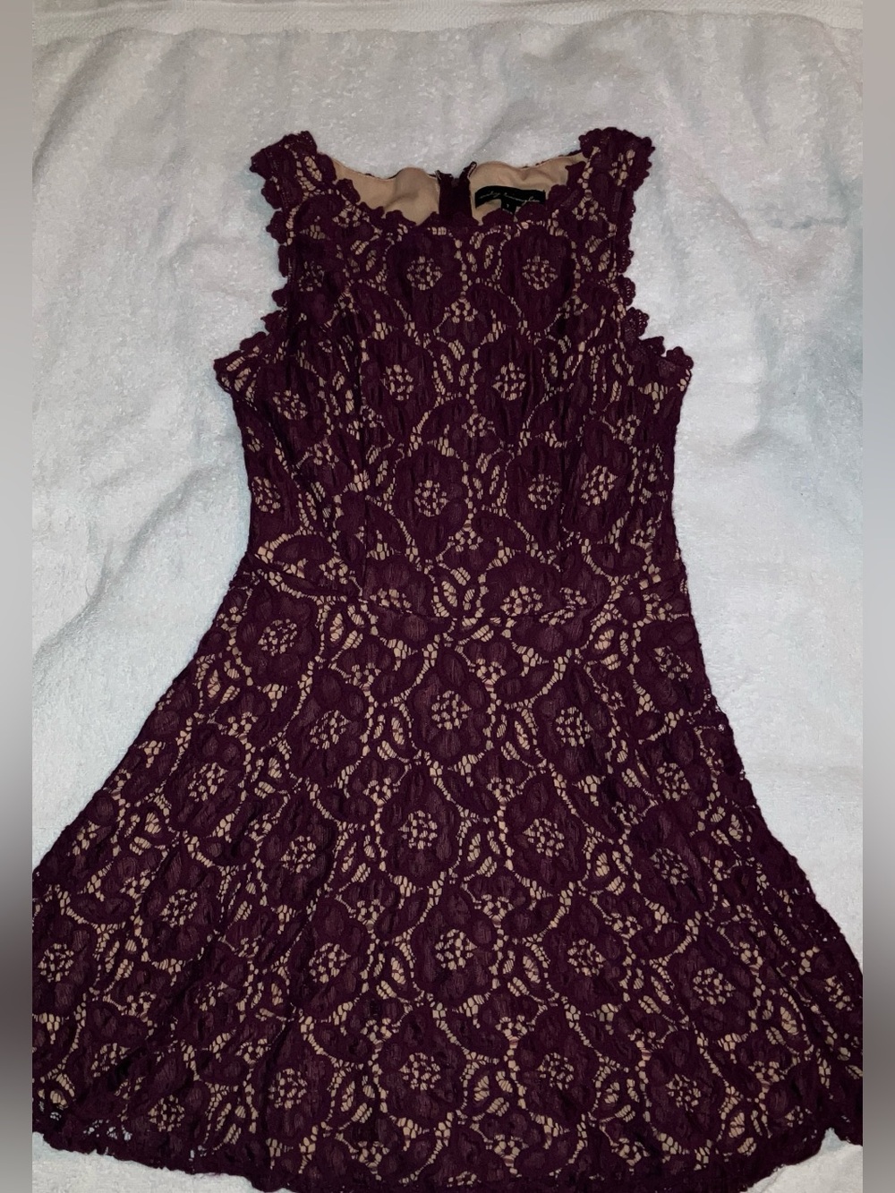 City Triangles Maroon Lace Fit & Flare Dress